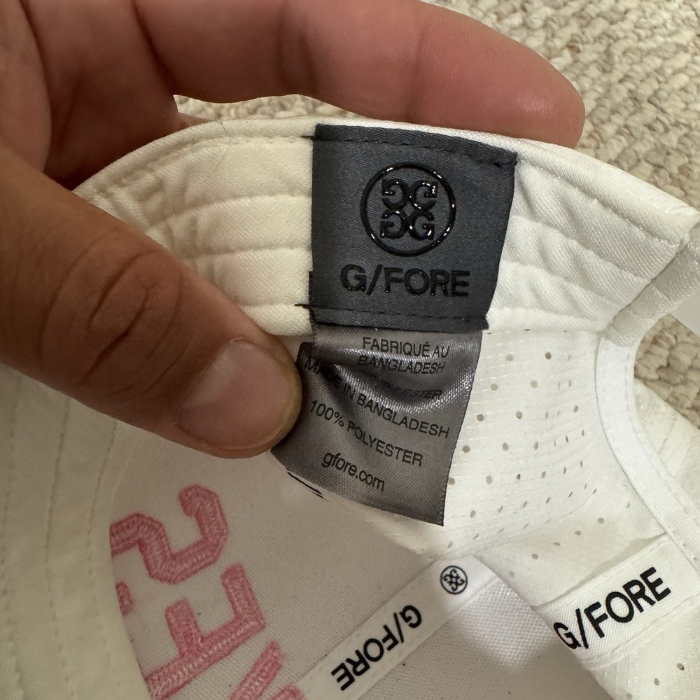 G/FORE Bear Lakes Country Club White Pink Snapback Hat Cap Flexfit Tech Golf - Picture 8 of 10